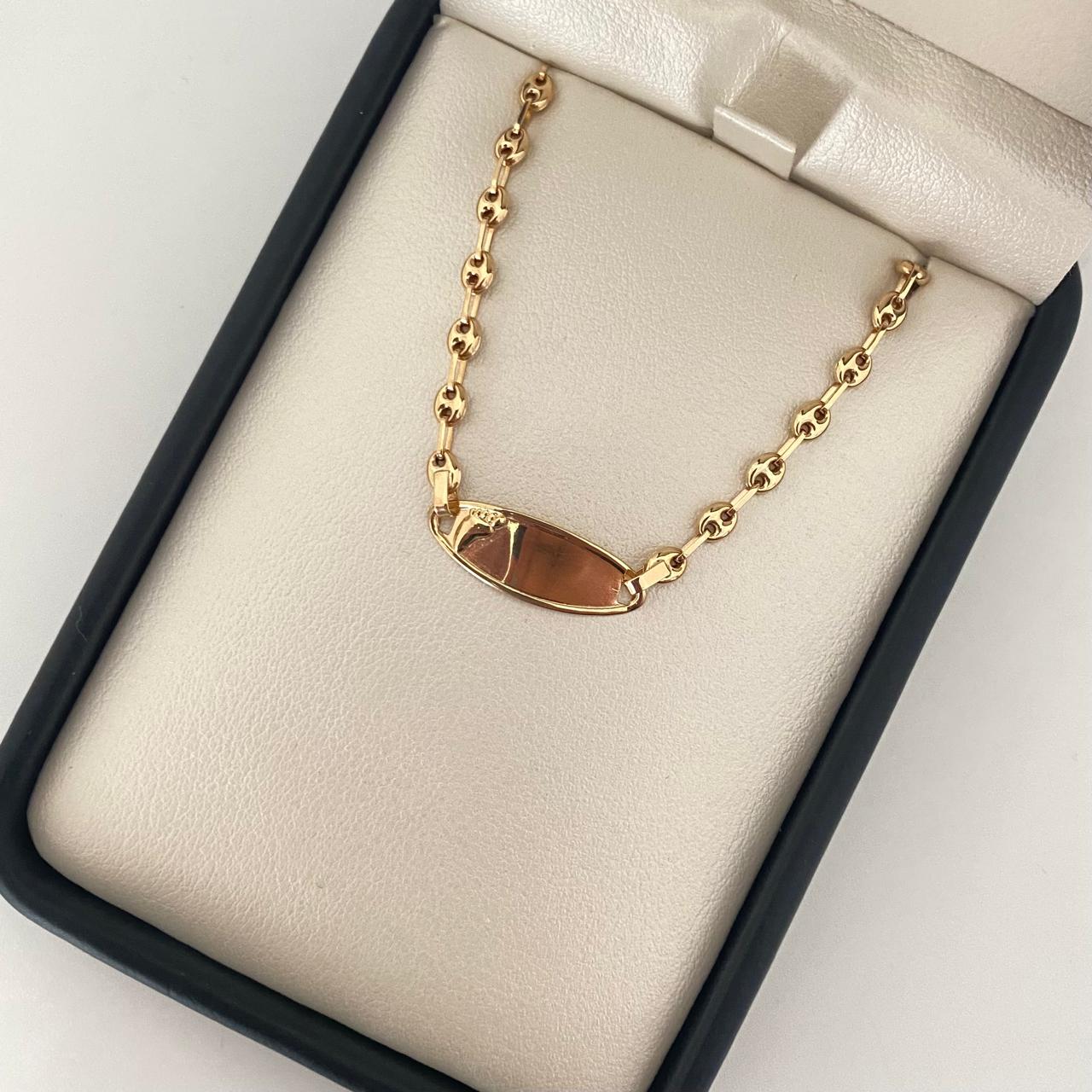 Pulso bebé gc placa ovalada huella Oro amarillo 18k 1,95 Gr / 14,5 Cm  Broche 0,20